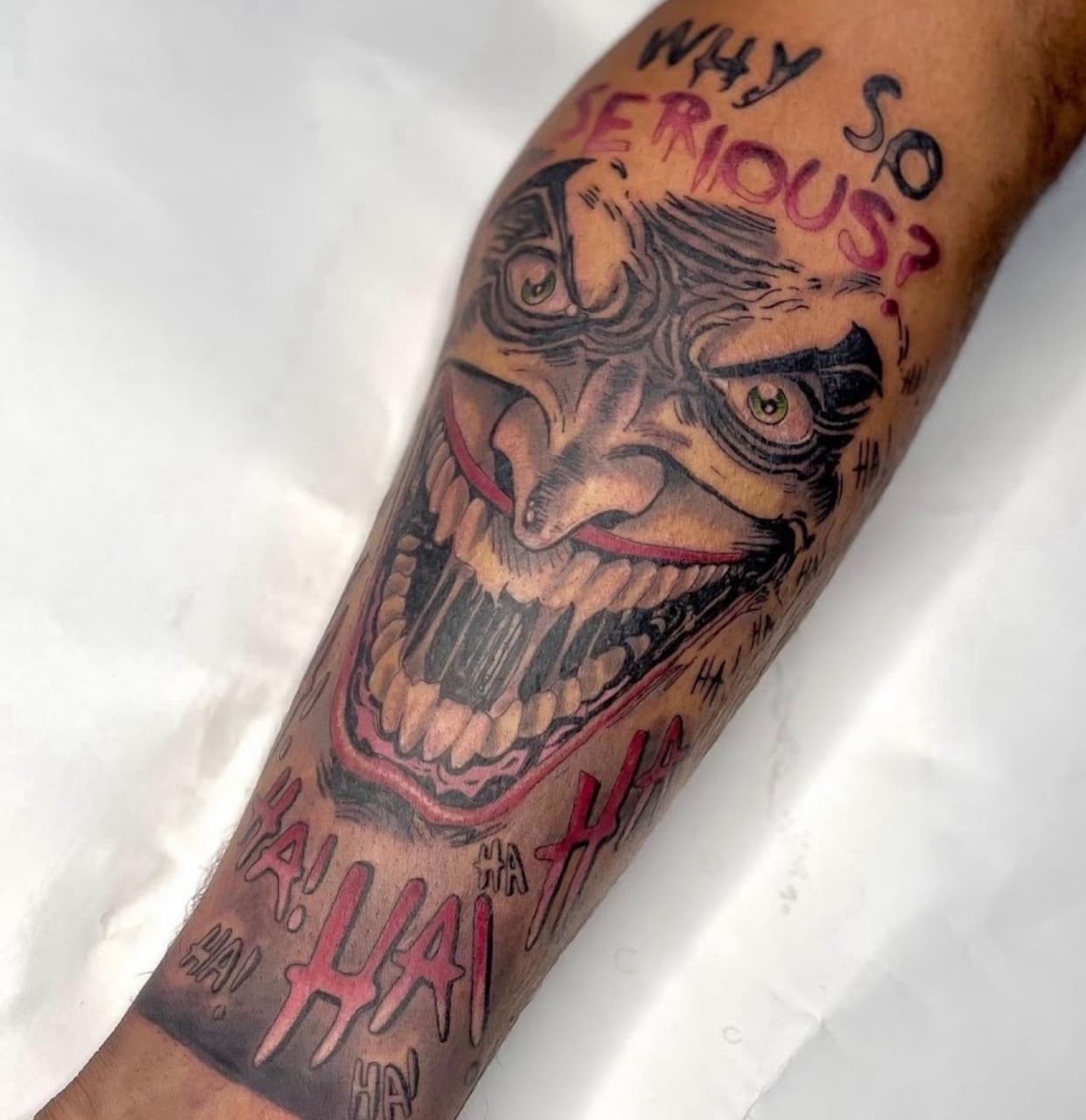 Illustrative + Pop Culture joker tattoo on Forearm by GREATE_Ink_tattoo_parlor on TattMe
