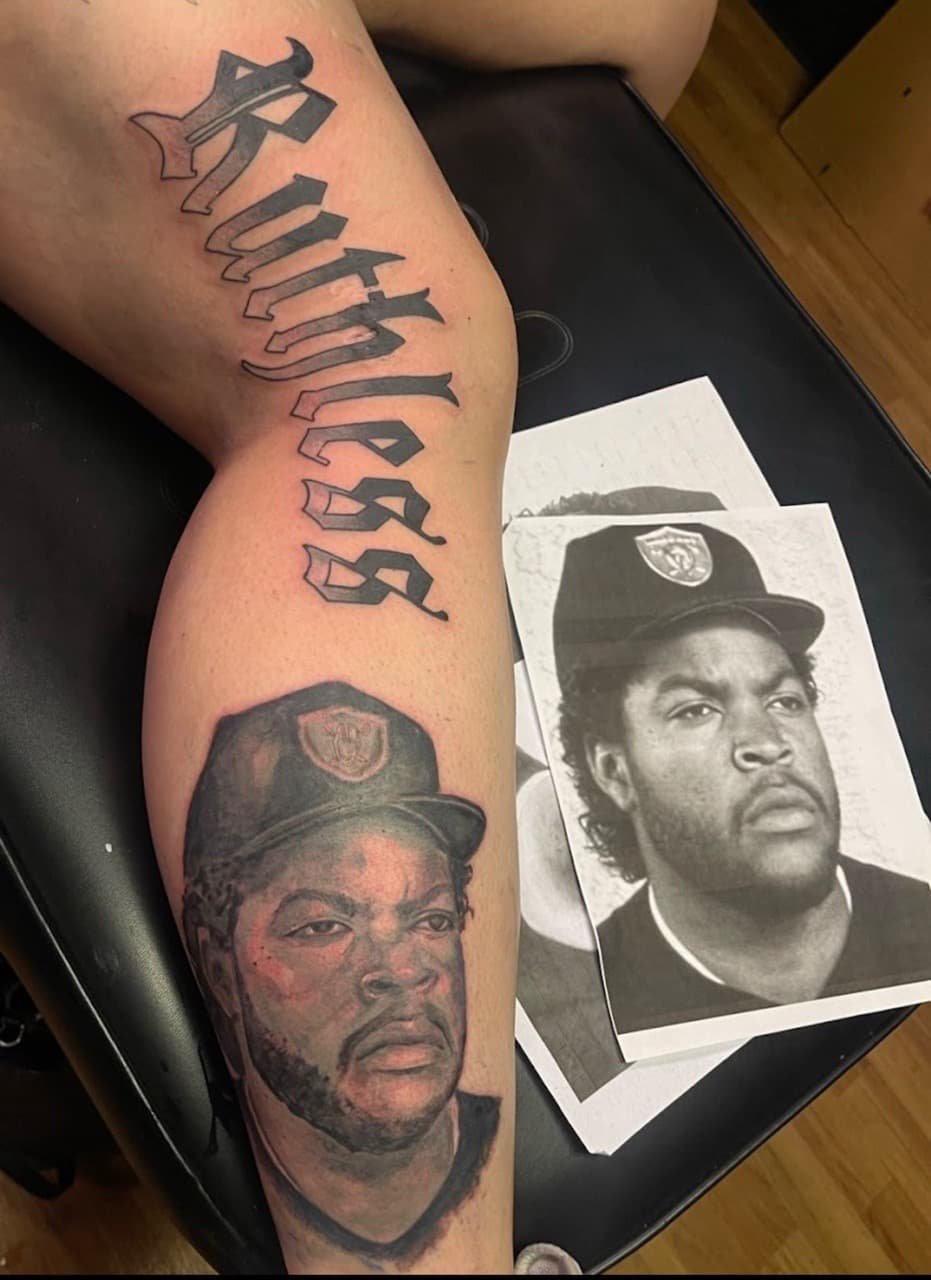 Black & Grey + Realism man tattoo on Calf by GREATE_Ink_tattoo_parlor on TattMe