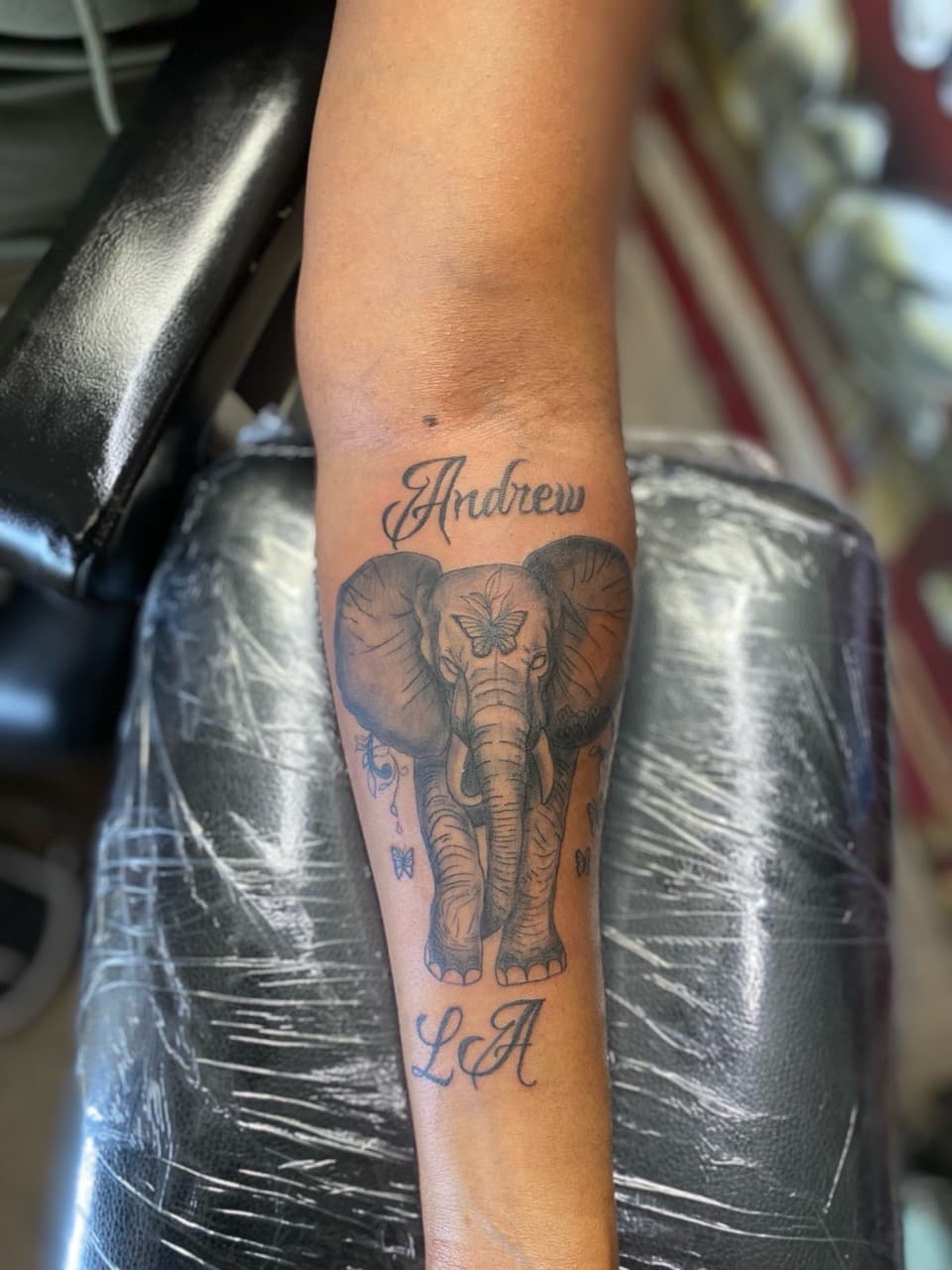 Black & Grey + Illustrative elephant tattoo on Forearm by Pablo_Bradley on TattMe