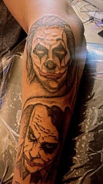 Black & Grey + Portrait joker tattoo on Upper Arm by Pablo_Bradley on TattMe