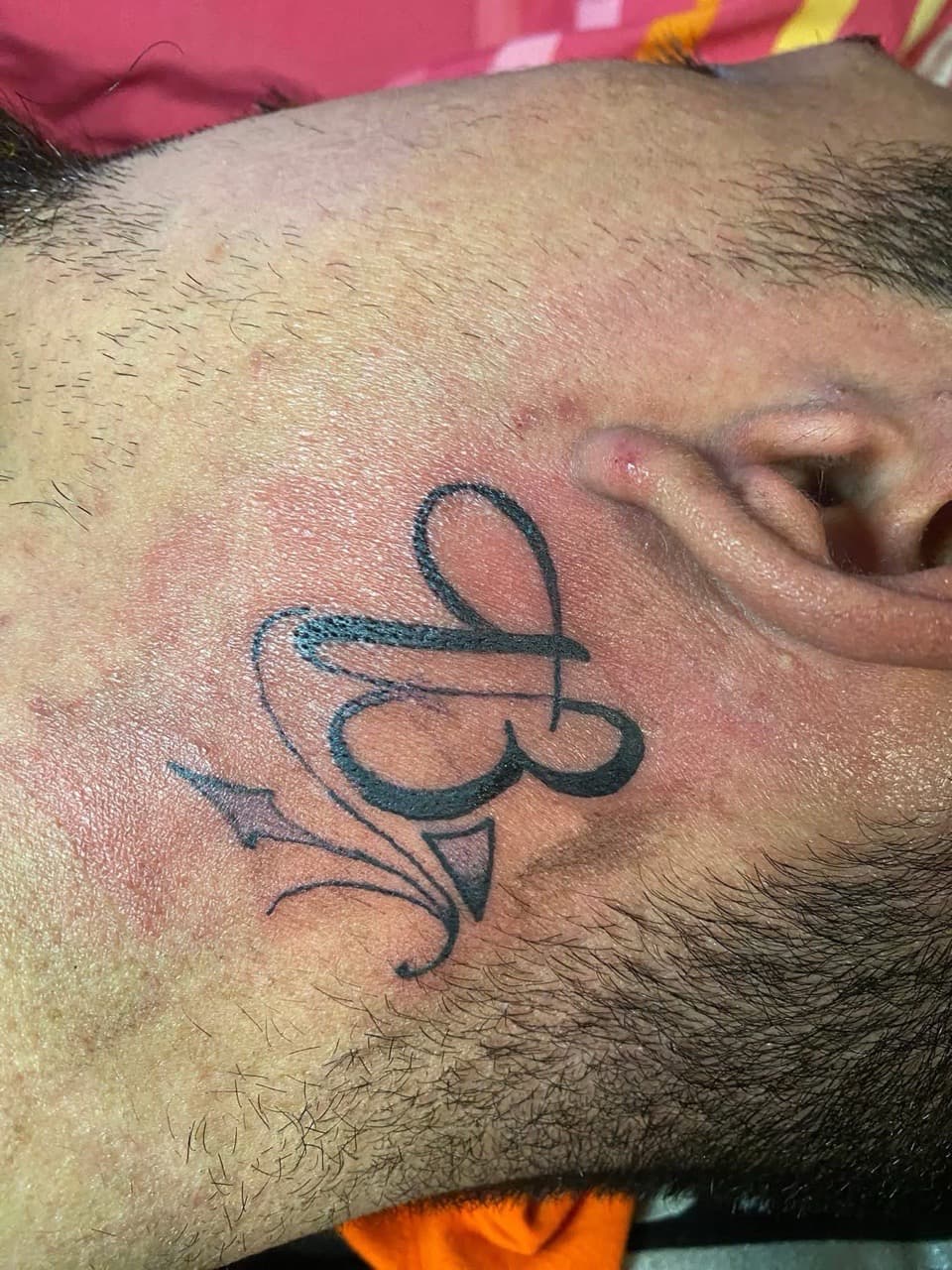 Lettering + Script letter b tattoo on Face by InkFluenceTat2s on TattMe