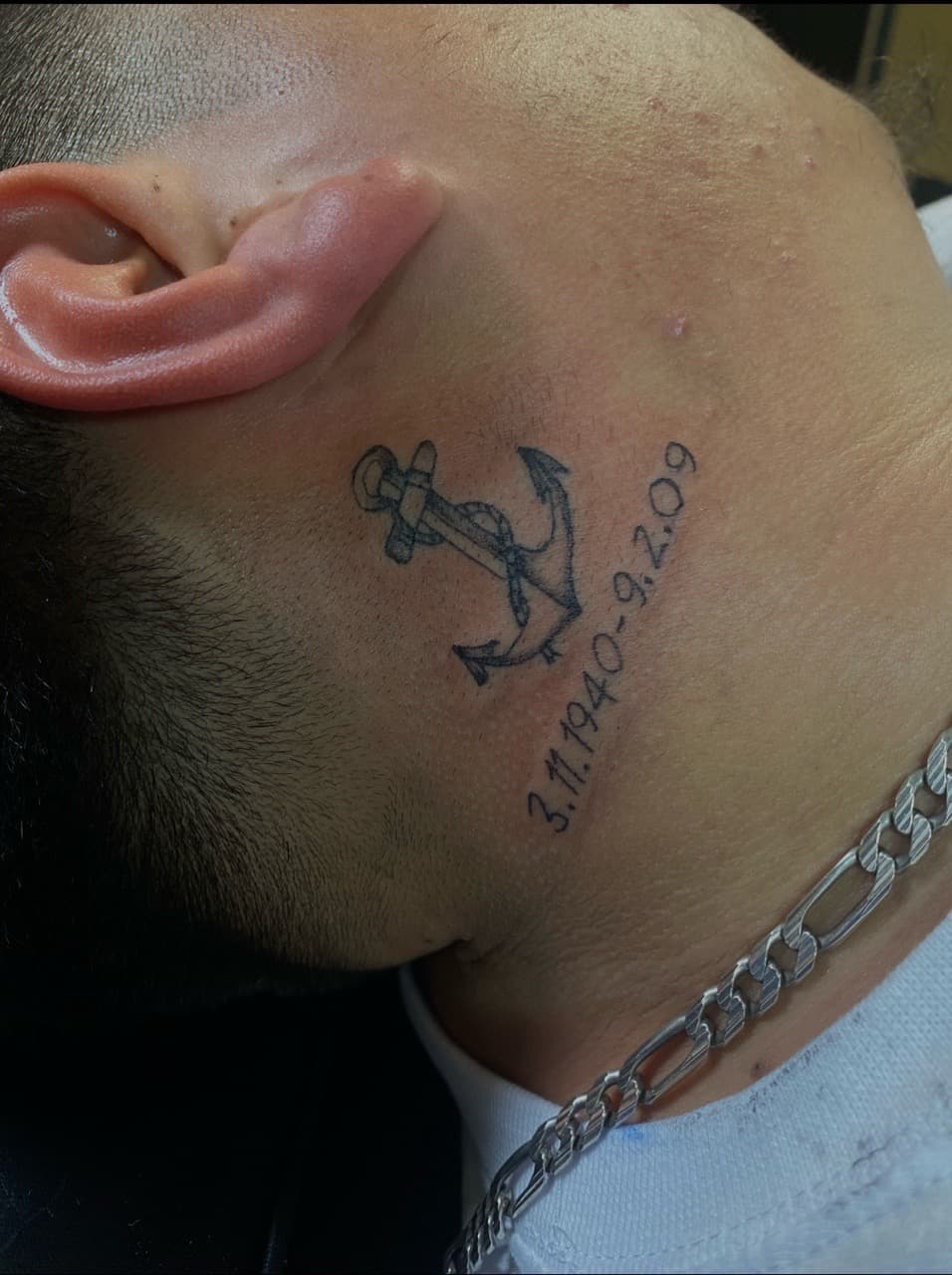Fine Line + Lettering anchor tattoo on Neck (Side) by Pretty_In_Ink on TattMe