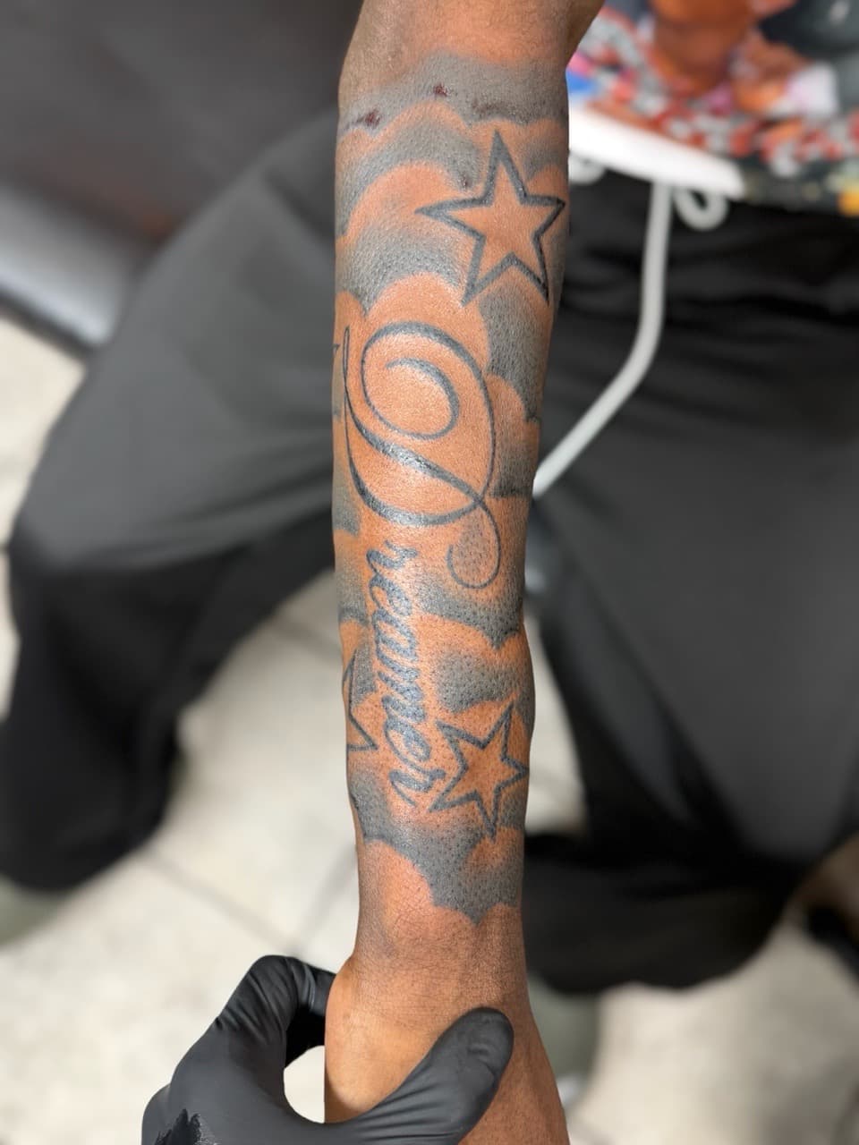 Lettering + Script stars tattoo on Forearm by TattedByEjai on TattMe