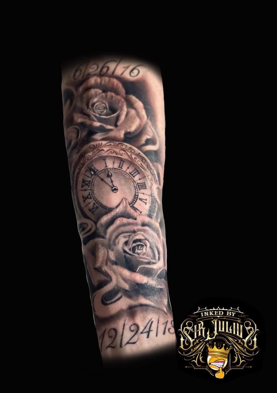 Black & Grey + Realism roses tattoo on Forearm by Sir_Julius_Tattz on TattMe
