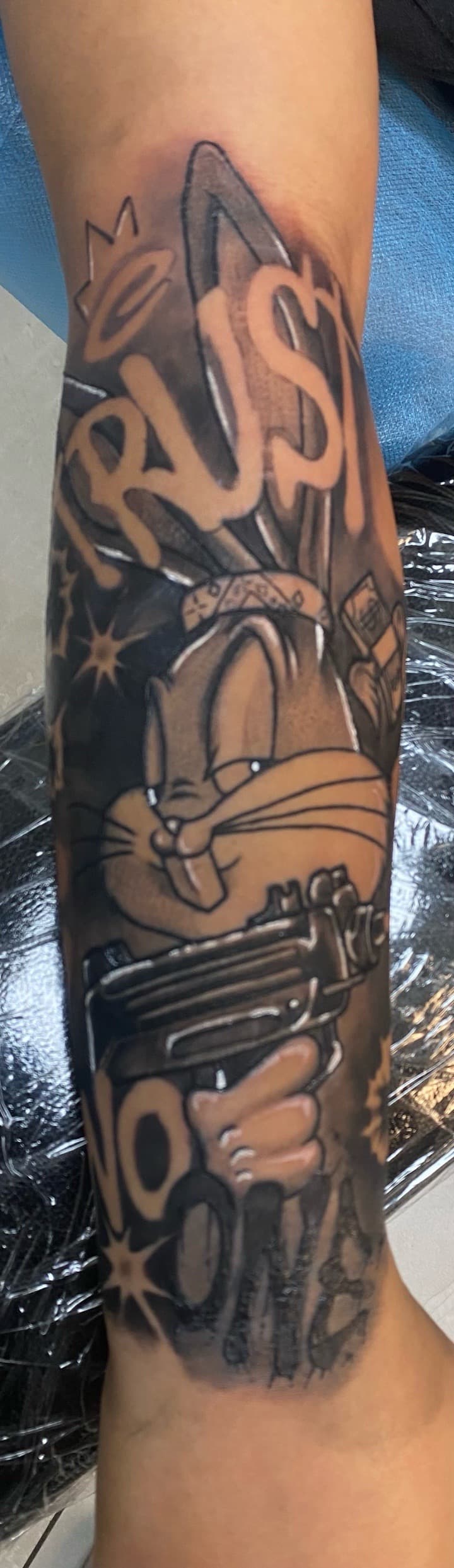 Cartoon + Graffiti bugs bunny tattoo on Forearm by Sir_Julius_Tattz on TattMe