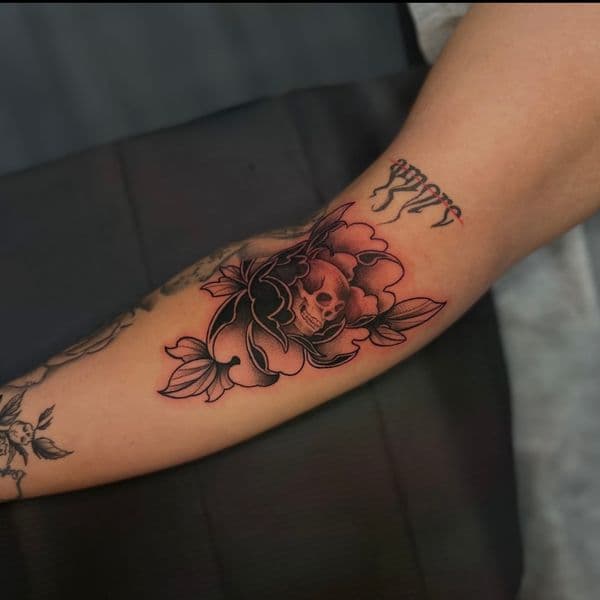 Black & Grey + Neo-Traditional skull tattoo on Forearm by Tattoos_by_Sinderella on TattMe