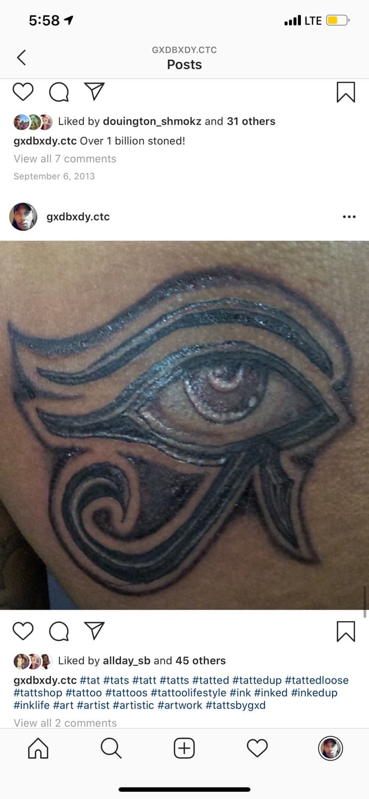 Black & Grey + Symbolic eye tattoo on Upper Arm by Tattsbygxd on TattMe