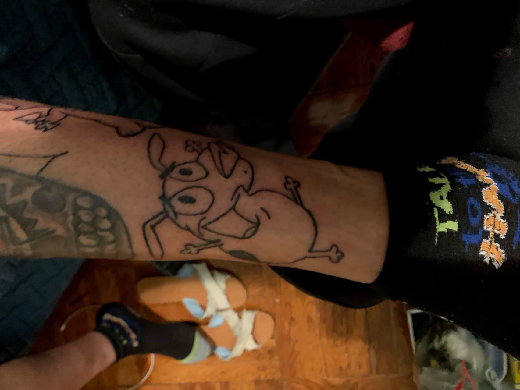 Line-work + Cartoon dog tattoo on Forearm by Tattsbygxd on TattMe