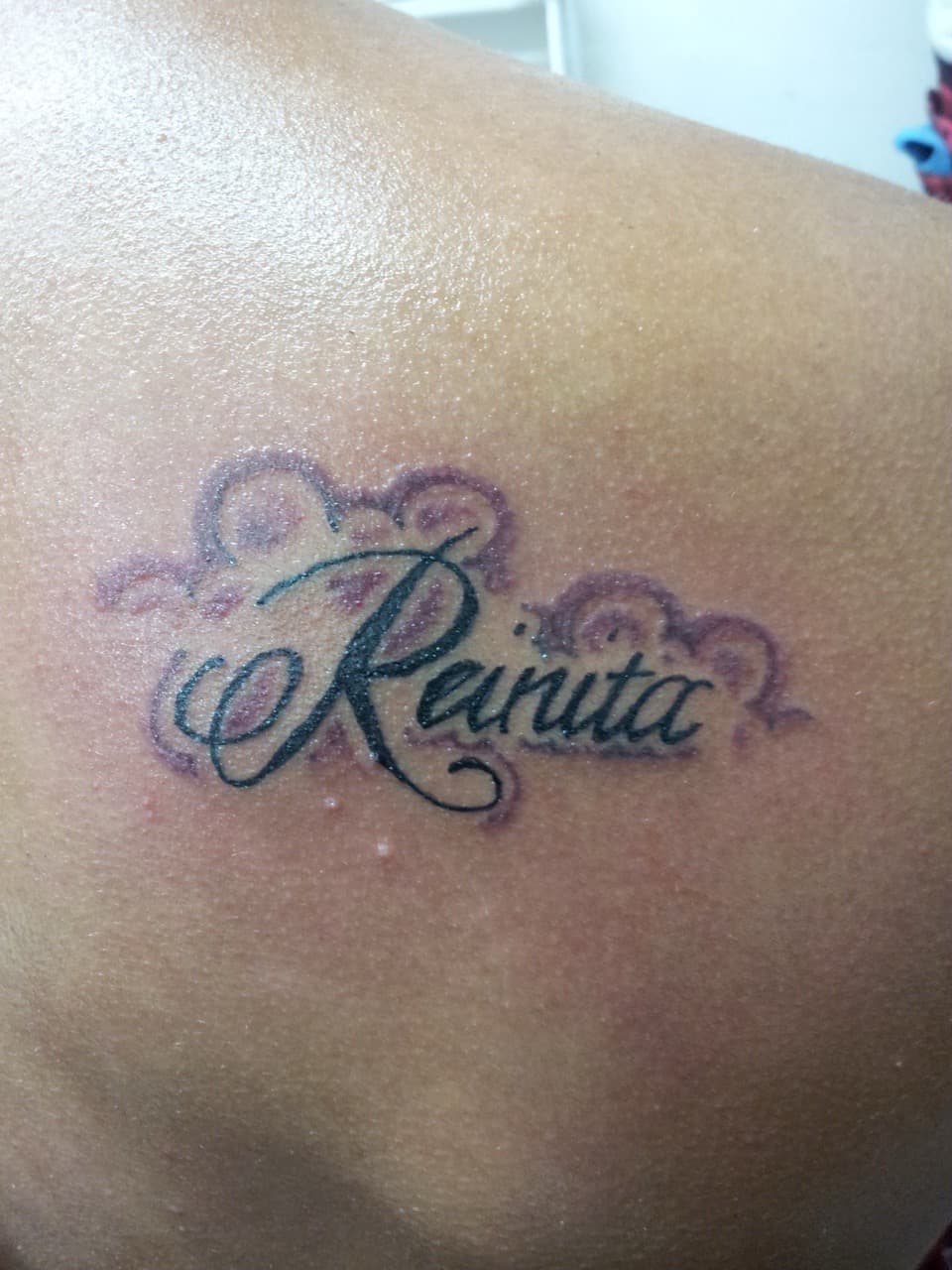 Script + Lettering name tattoo on Shoulder Blade by Tattsbygxd on TattMe