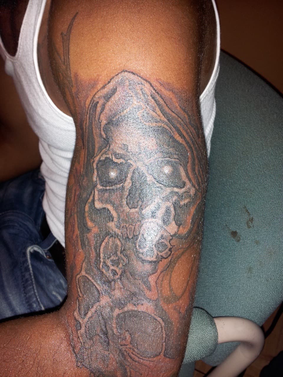 Black & Grey + Gothic skull tattoo on Forearm by Tattsbygxd on TattMe
