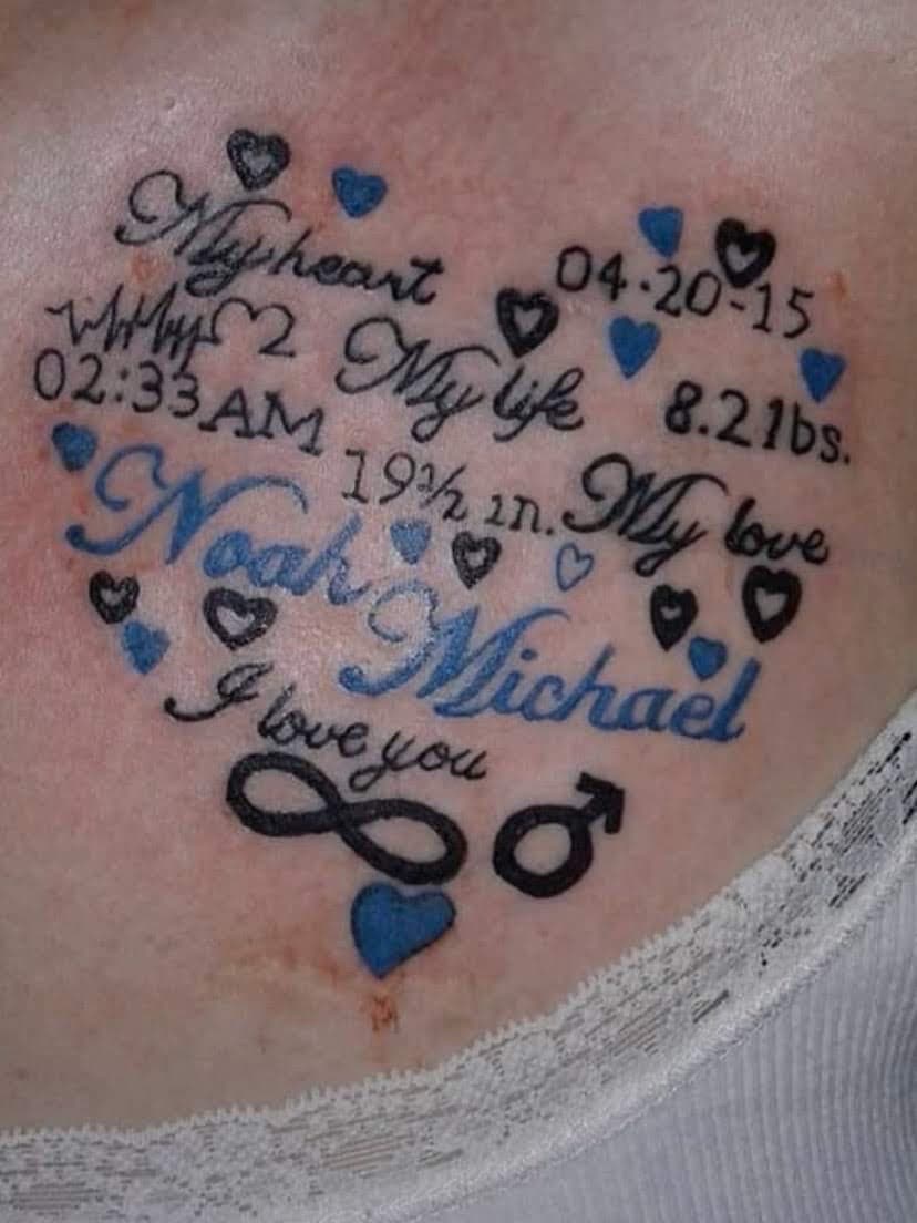 Lettering + Script heart tattoo on Chest by Tattsbygxd on TattMe