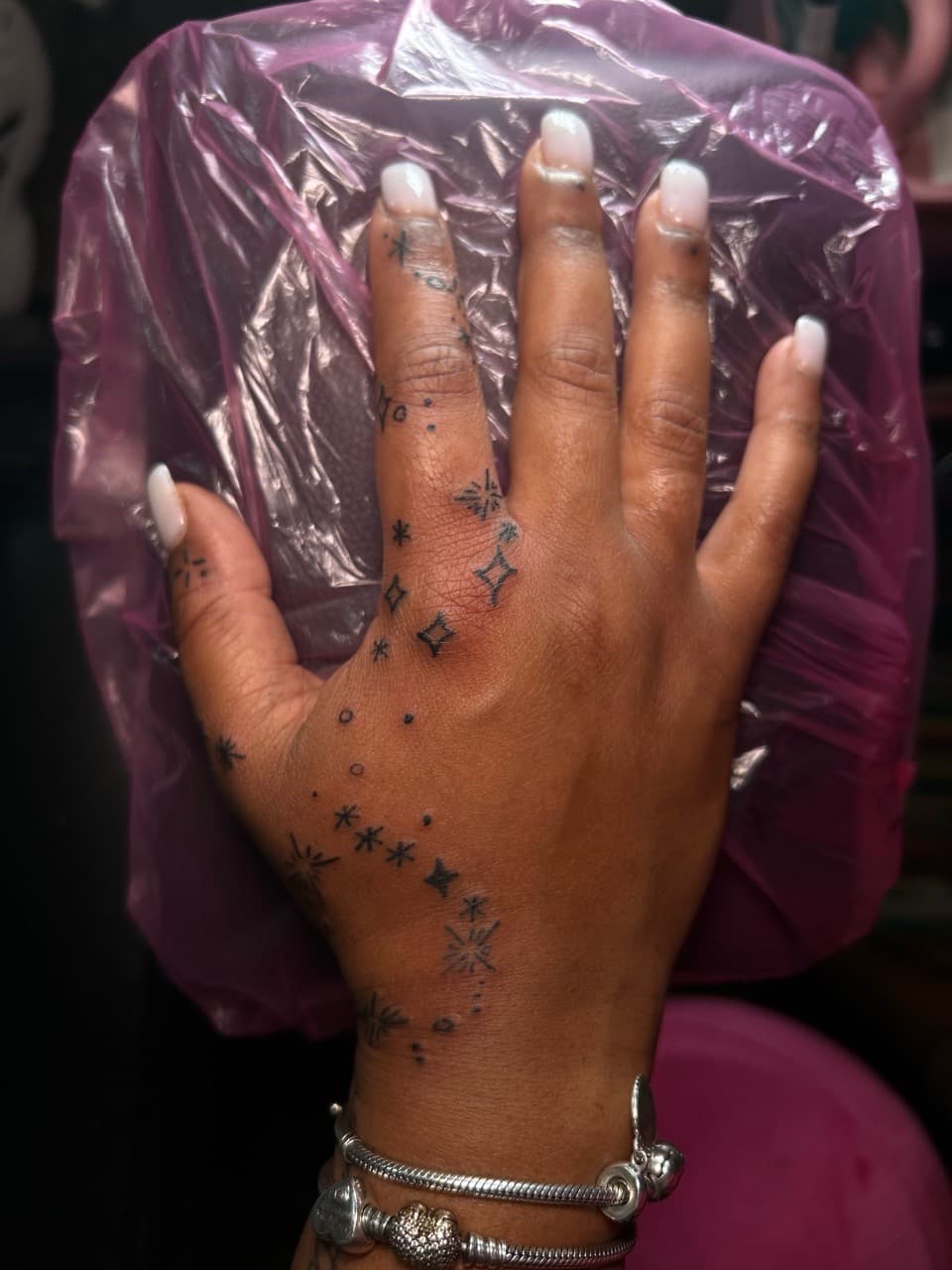 Fine Line + Minimalist stars tattoo on Hand by Nya_inked_it on TattMe