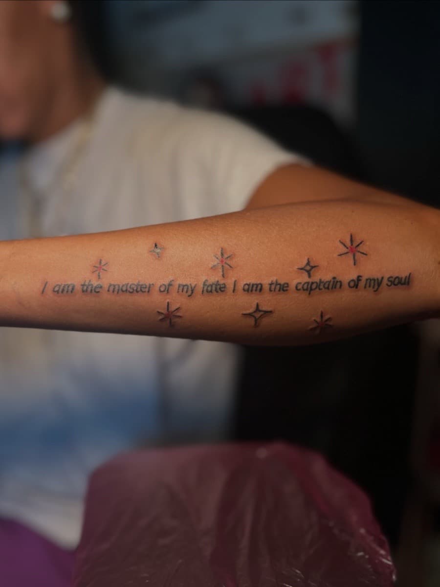 Lettering + Fine Line stars tattoo on Forearm by Nya_inked_it on TattMe