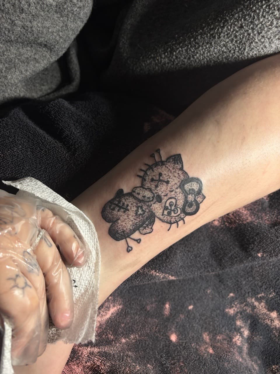 Black-work + Dot-work voodoo doll tattoo on Forearm by oaktreetattoos on TattMe