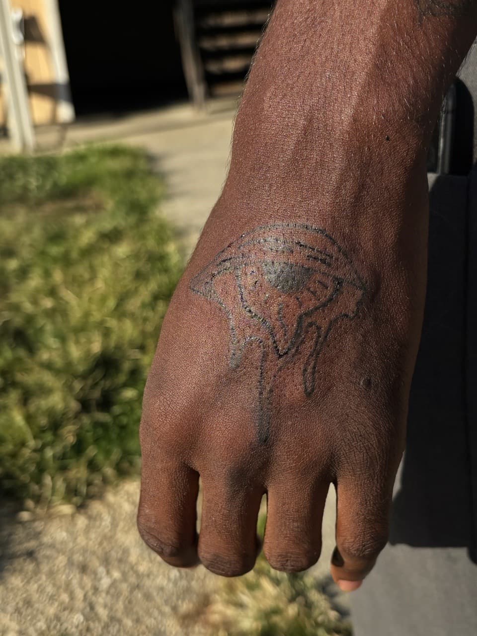 Black-work + Fine Line eye tattoo on Hand by oaktreetattoos on TattMe