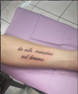 Lettering + Script text tattoo on Forearm by mickeyzmetalz on TattMe