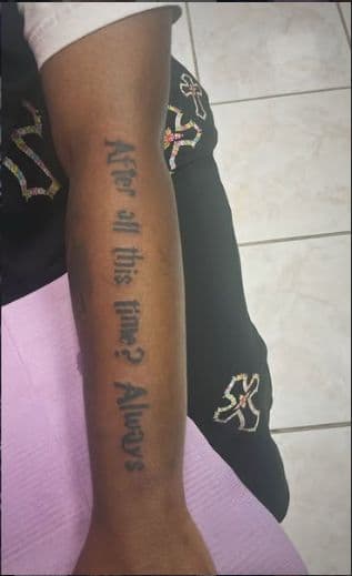 Lettering + Black-work lettering tattoo on Forearm by mickeyzmetalz on TattMe