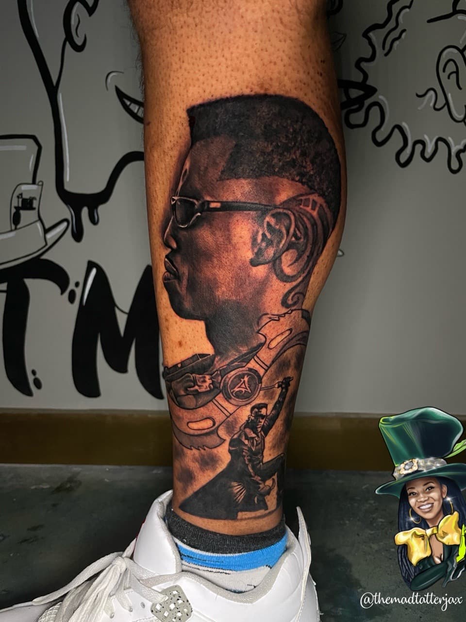 Black & Grey + Realism man tattoo on Calf by TheMadTatter on TattMe
