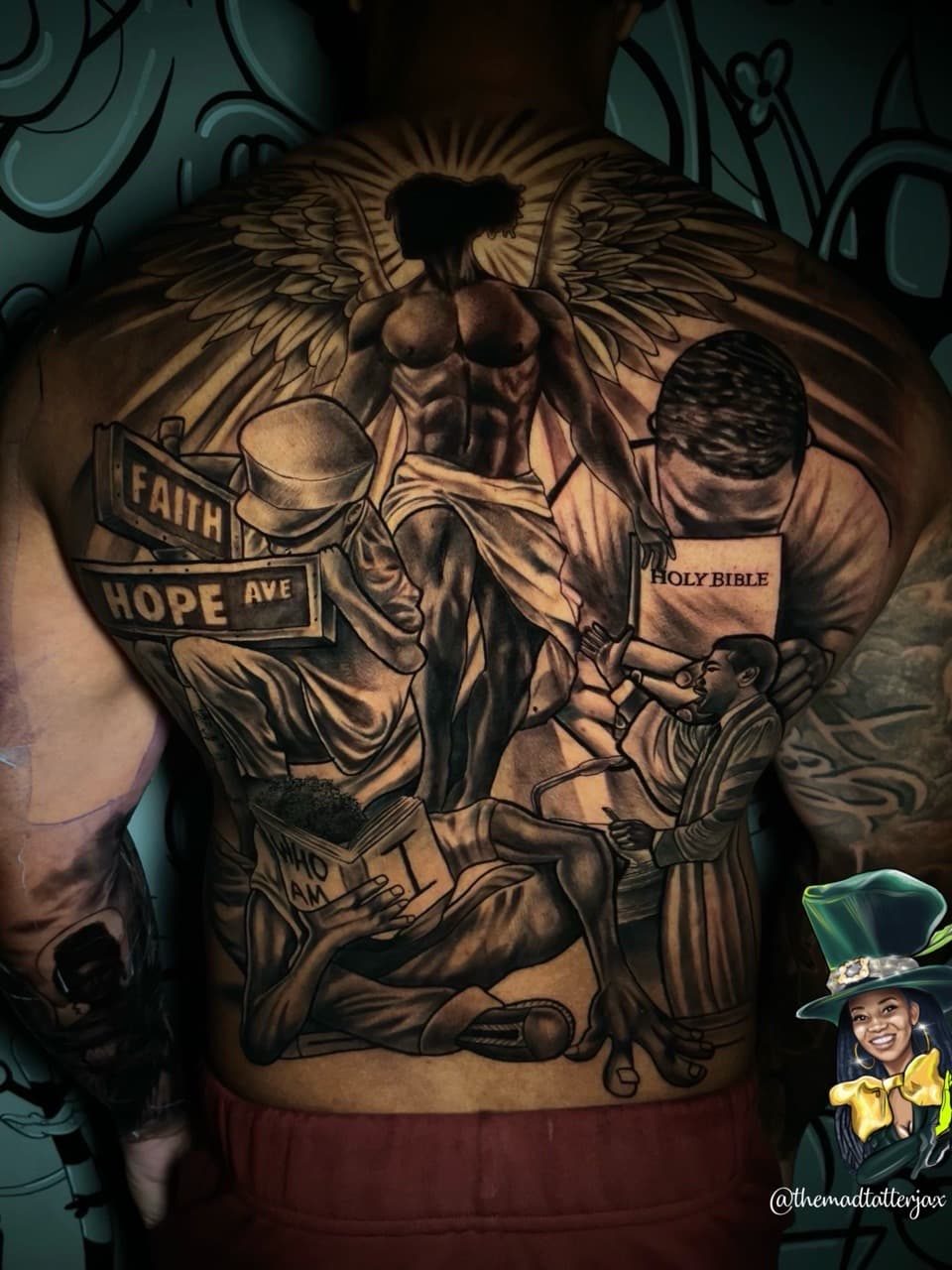Black & Grey + Realism angel tattoo on Full Body by TheMadTatter on TattMe