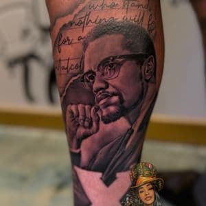 Black & Grey + Realism man tattoo on Calf by TheMadTatter on TattMe