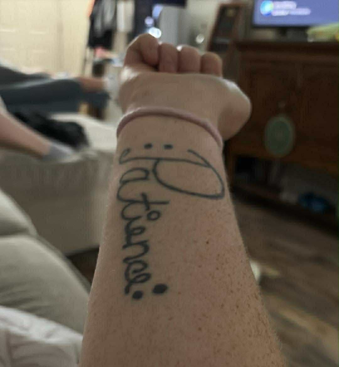 Lettering + Script patience tattoo on Forearm by Taking_Art_2_The_Streets on TattMe