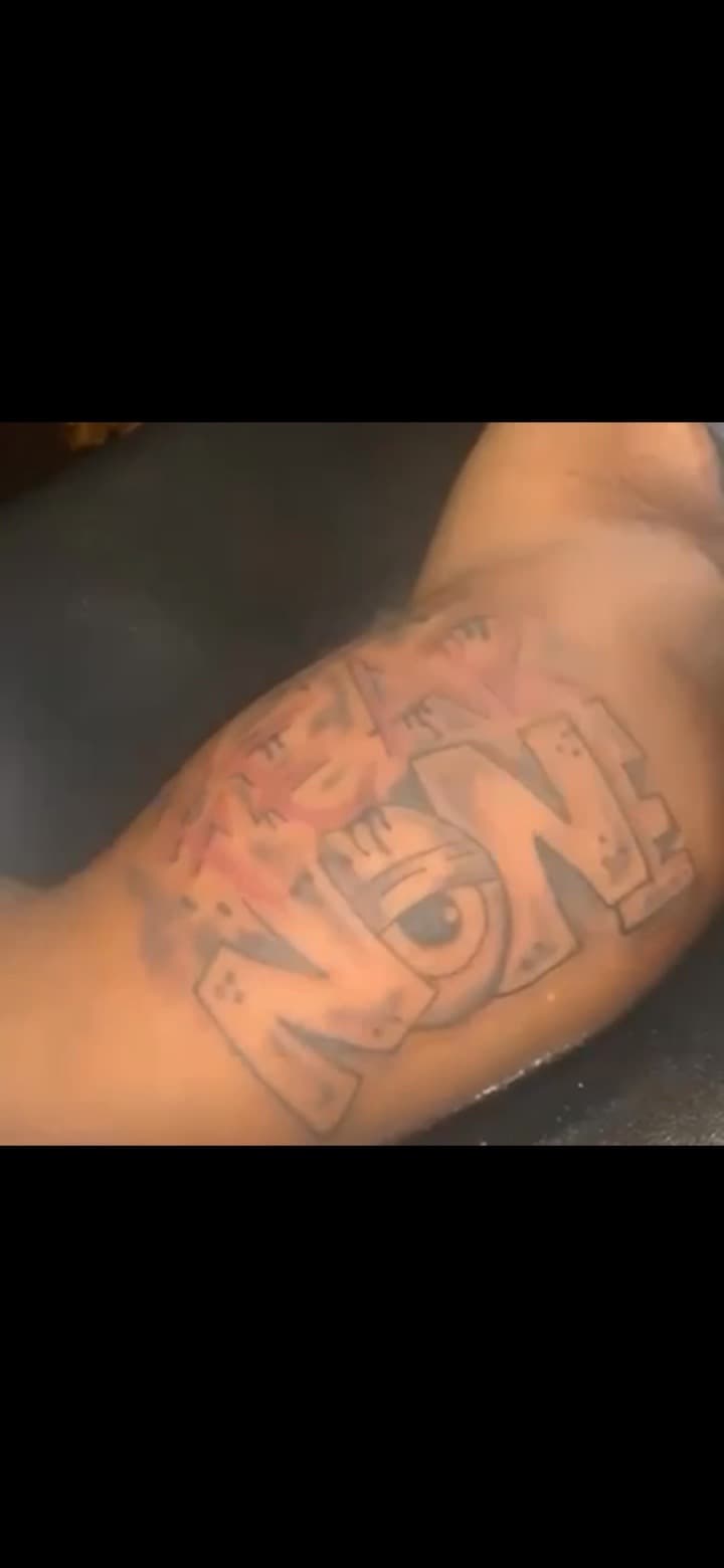 Lettering + Graffiti eye tattoo on Upper Arm by grind2hardxtattoos on TattMe
