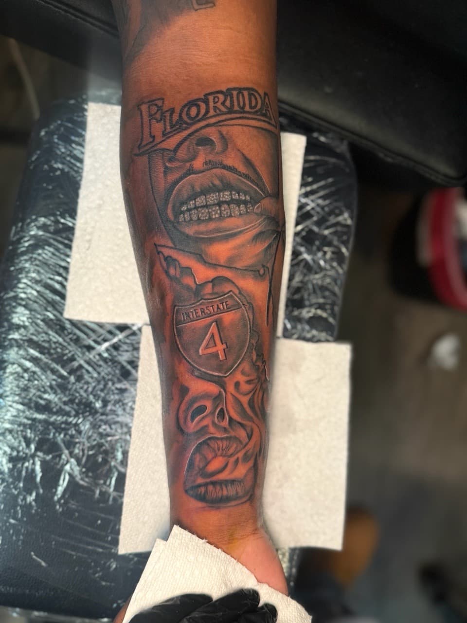 Black & Grey + Illustrative florida tattoo on Forearm by InkdByHendrixx on TattMe