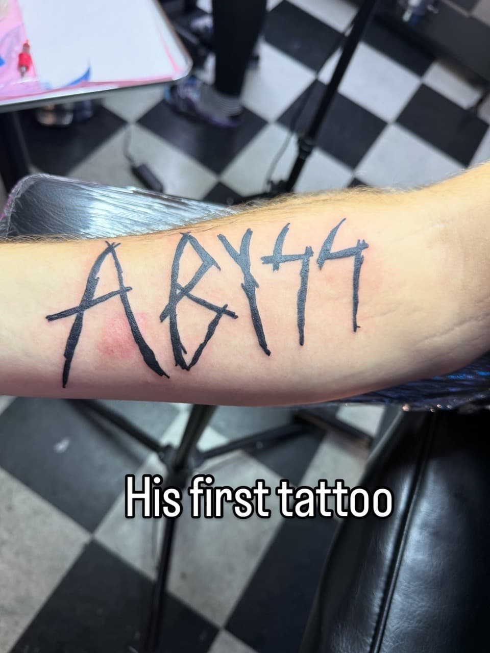 Lettering + Black-work letters tattoo on Forearm by Lex on TattMe
