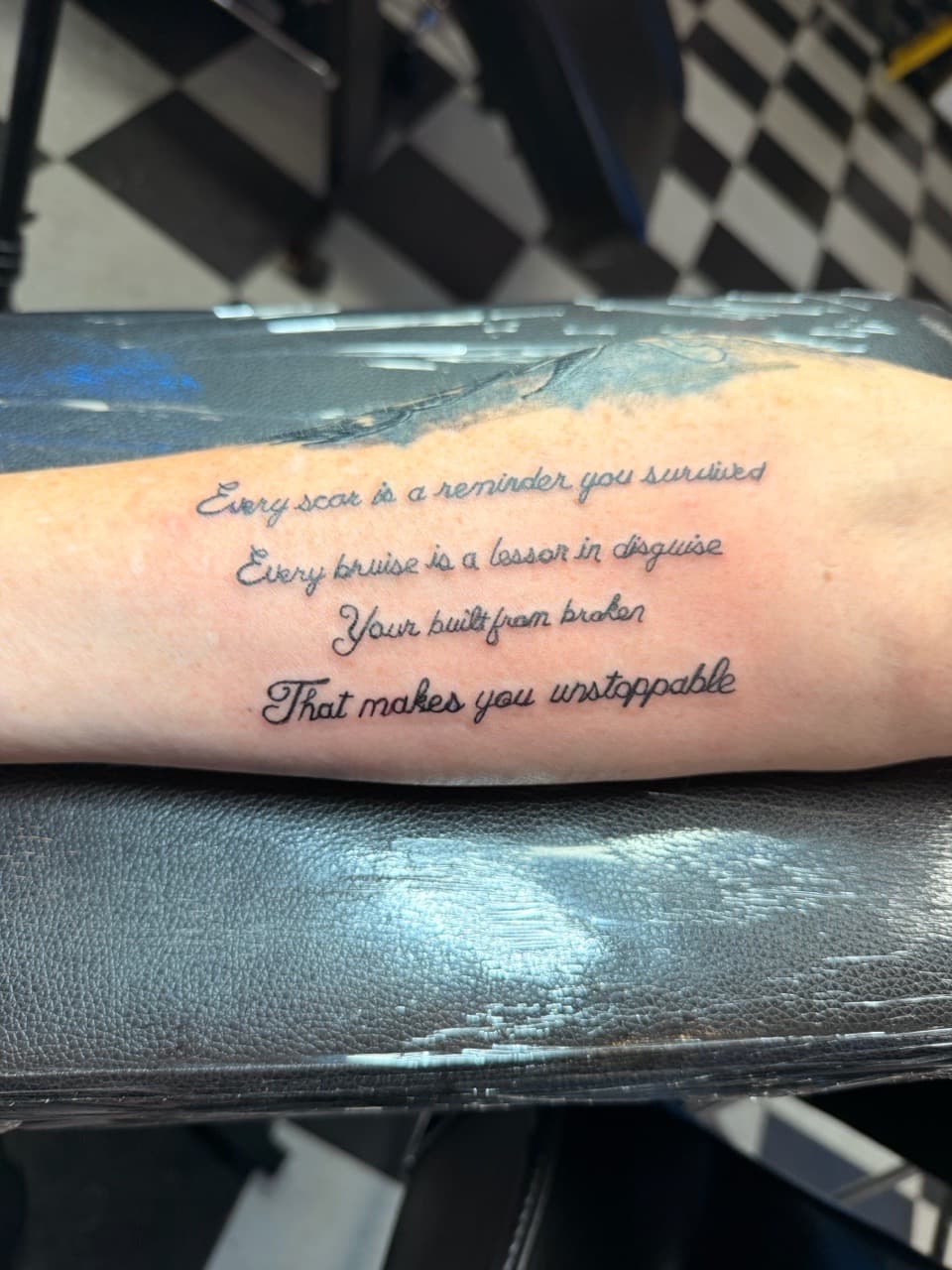 Lettering + Script quote tattoo on Forearm by Lex on TattMe