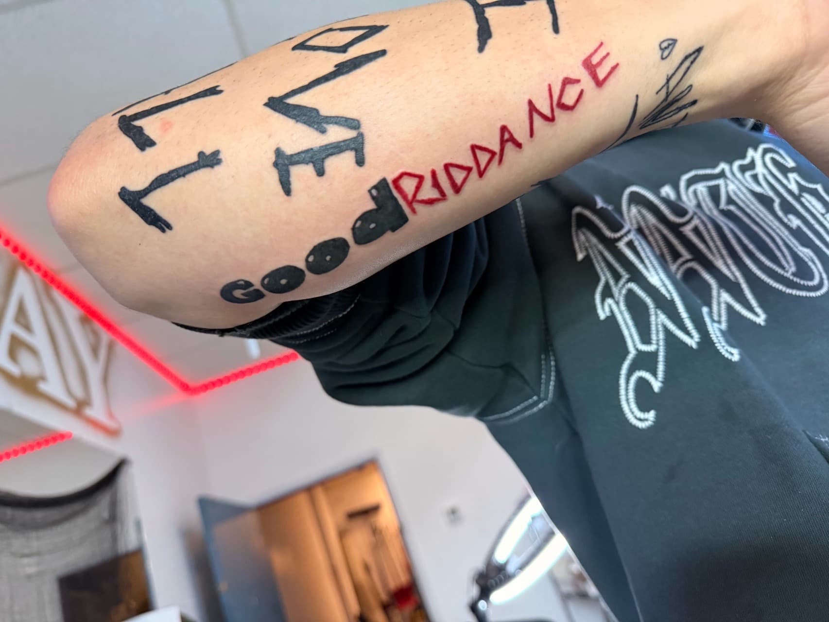 Lettering + Black-work words tattoo on Forearm by Lex on TattMe