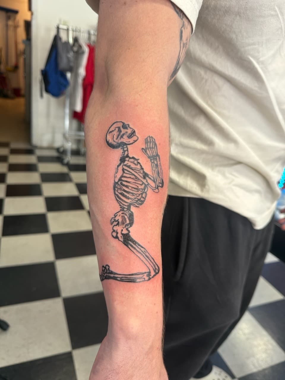 Black & Grey + Traditional skeleton tattoo on Forearm by Lex on TattMe