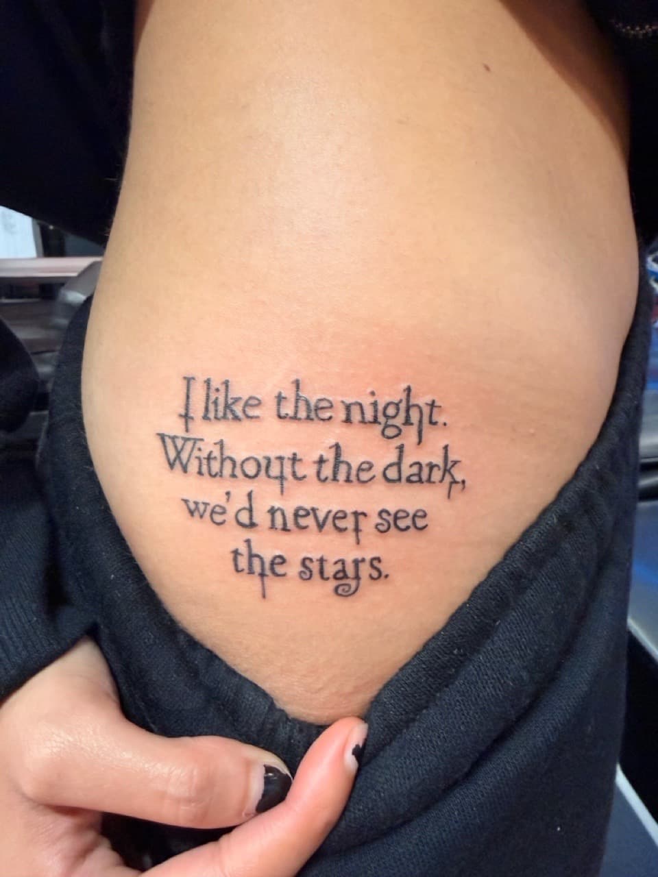 Lettering + Script quote tattoo on Side (Torso) by Lex on TattMe