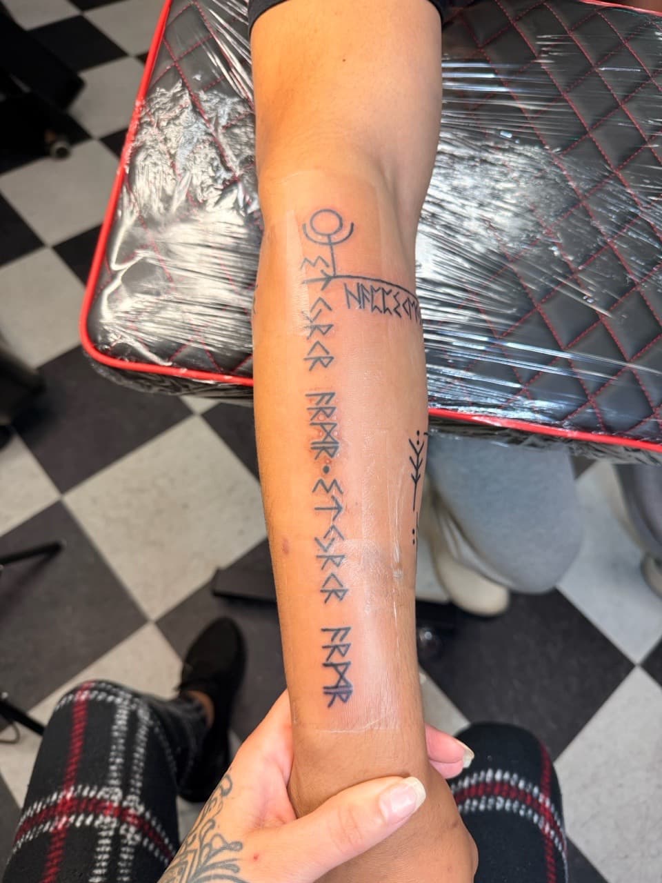 Lettering + Script symbols tattoo on Forearm by Lex on TattMe