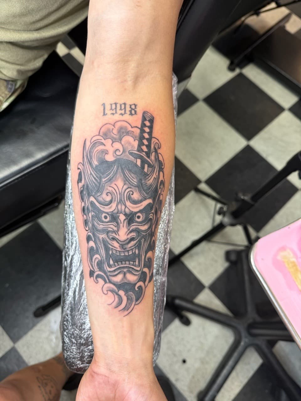 Japanese + Black & Grey hannya mask tattoo on Forearm by Lex on TattMe