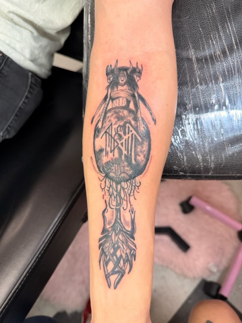 Black & Grey + Illustrative figure tattoo on Forearm by Lex on TattMe