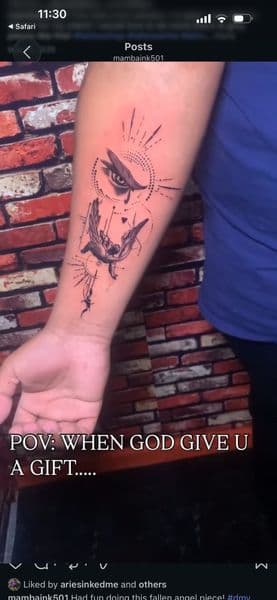 Fine Line + Black & Grey eye tattoo on Forearm by Mambaink501 on TattMe