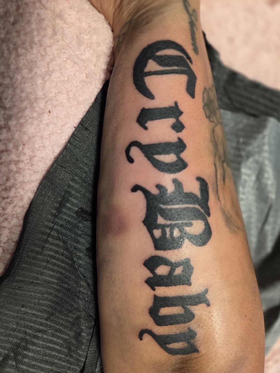 Lettering + Script word tattoo on Forearm by Antonios_Tattoos on TattMe