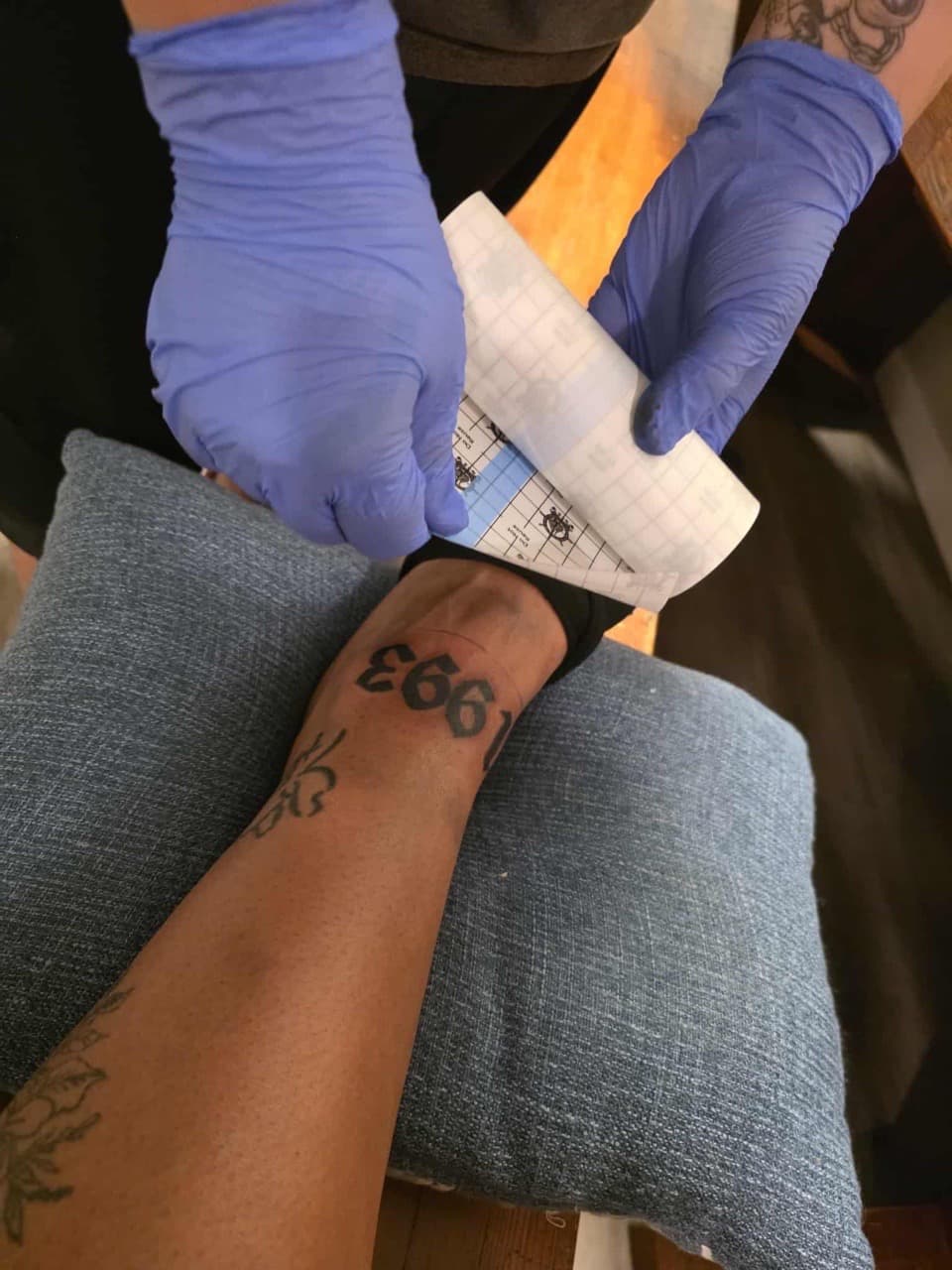 Lettering + Black-work numbers tattoo on Forearm by Antonios_Tattoos on TattMe