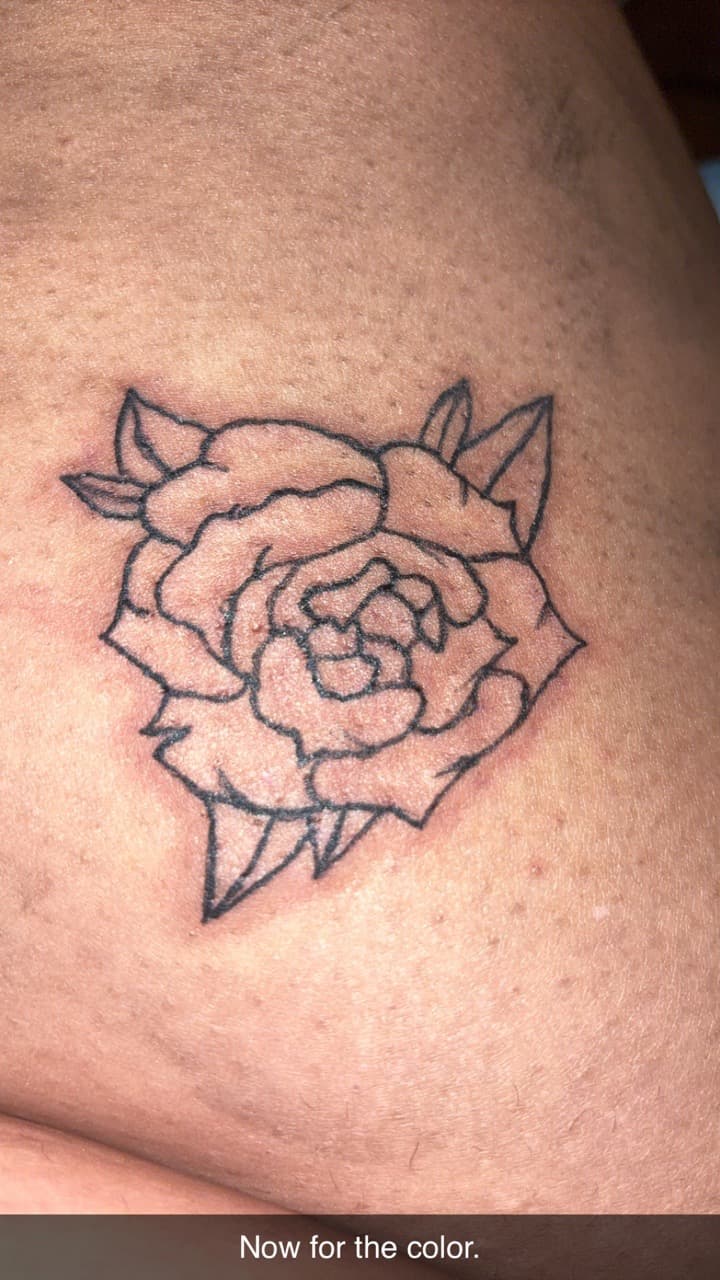 Line-work + Illustrative rose tattoo by Cut_Throat_Tattoos_and_Piercings on TattMe