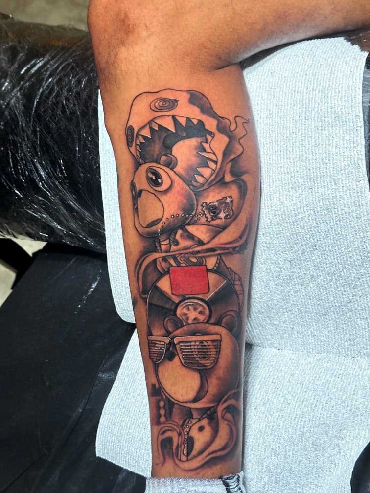 Black & Grey + Illustrative monster tattoo on Forearm by Trevion on TattMe