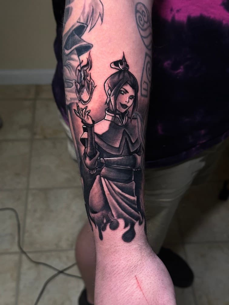 Black & Grey + Illustrative azula tattoo on Forearm by Trevion on TattMe