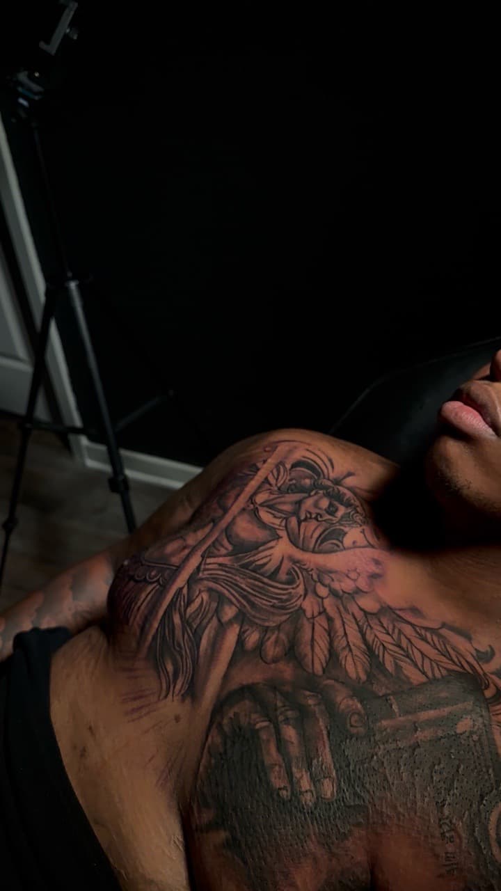 Black & Grey + Illustrative angel tattoo on Shoulder by kiddd_ink on TattMe