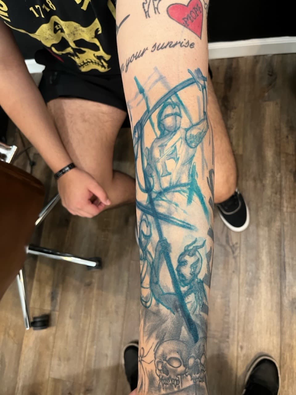 Sketch + Illustrative warrior tattoo on Forearm by Tattoos_By_Kev_TBK on TattMe