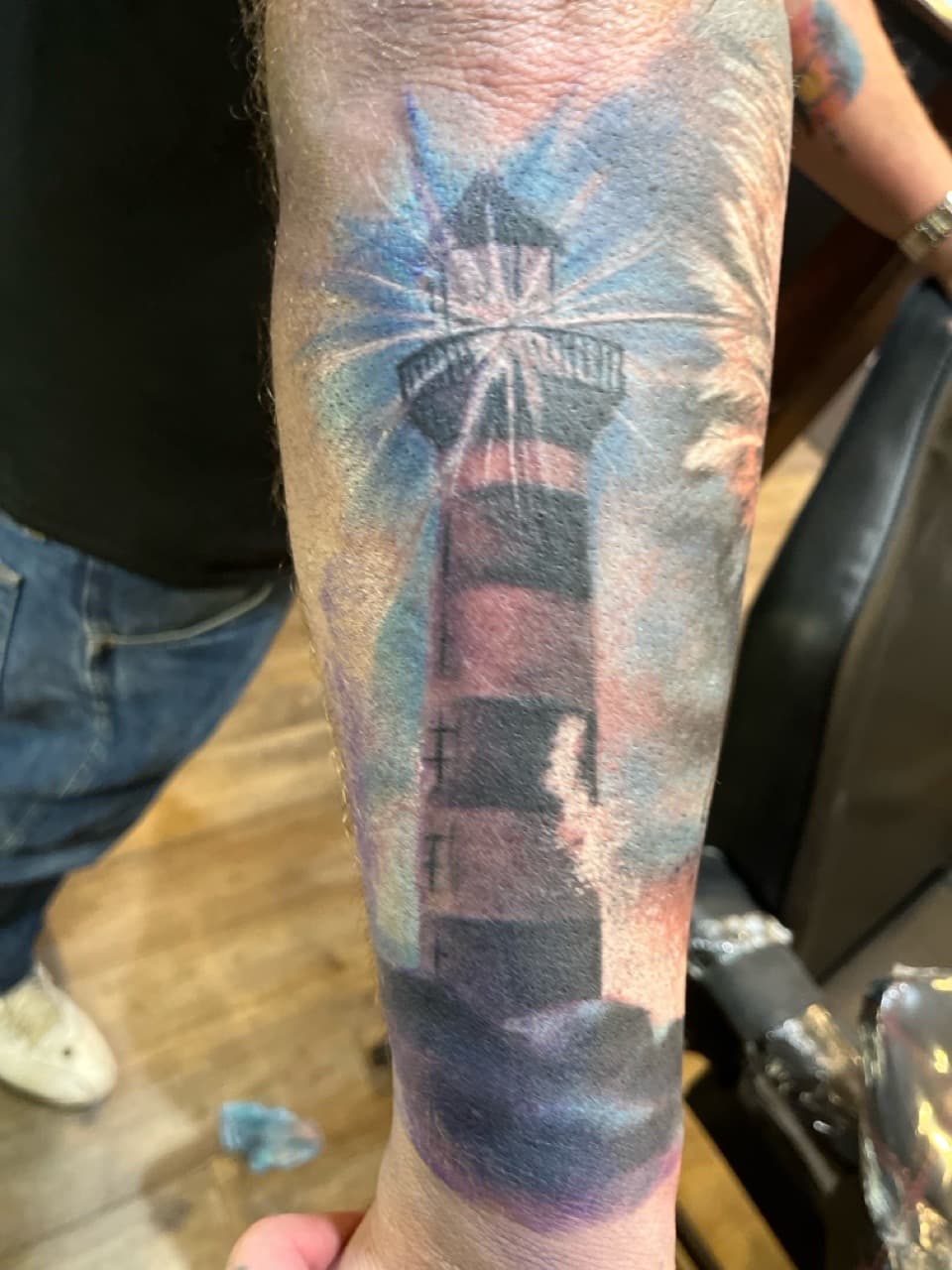 Color + Illustrative lighthouse tattoo on Forearm by Tattoos_By_Kev_TBK on TattMe