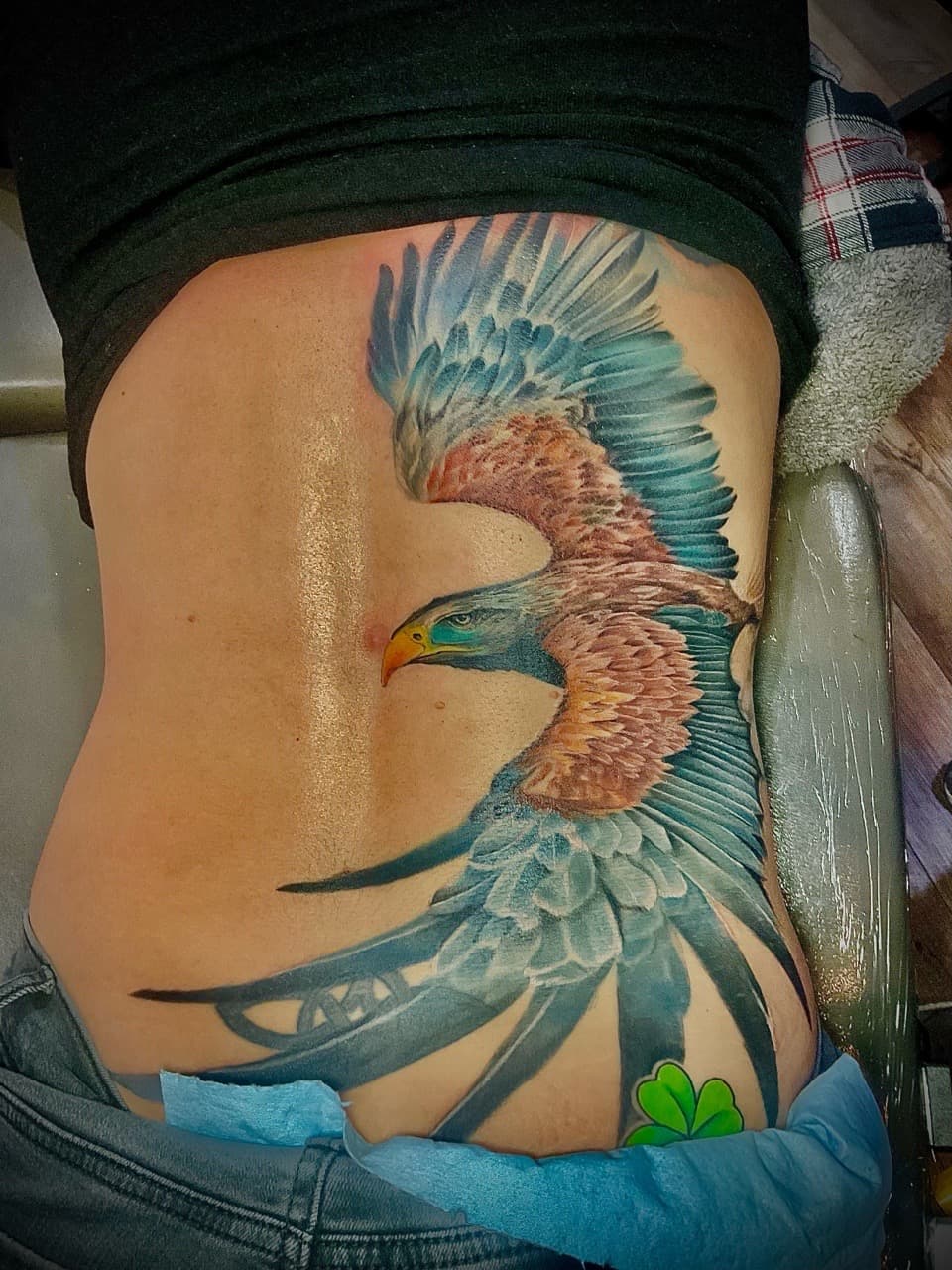 Color + Illustrative eagle tattoo on Lower Back by Tattoos_By_Kev_TBK on TattMe