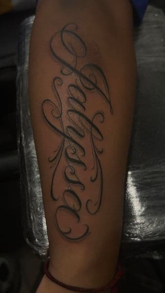 Script + Lettering script tattoo on Forearm by KD_INKORPORATED on TattMe