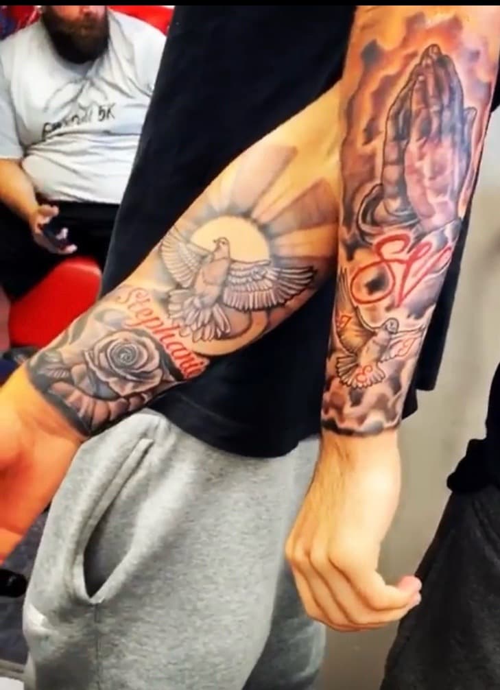 Black & Grey + Illustrative doves tattoo on Forearm by KD_INKORPORATED on TattMe