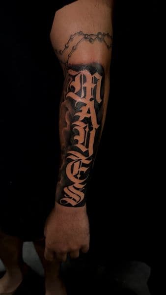 Lettering + Script lettering tattoo on Forearm by KD_INKORPORATED on TattMe