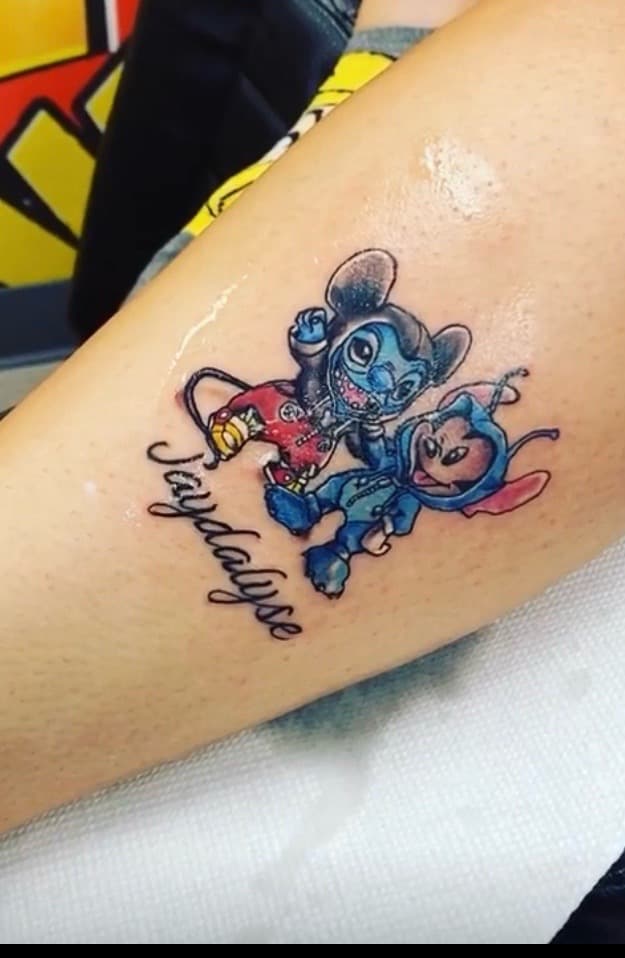 Cartoon + Pop Culture stitch tattoo on Calf by KD_INKORPORATED on TattMe