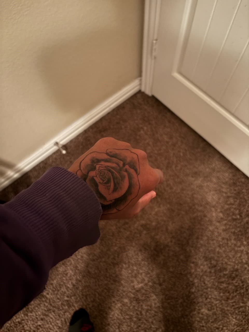 Fine Line + Black & Grey rose tattoo on Hand by inkedbylilm on TattMe